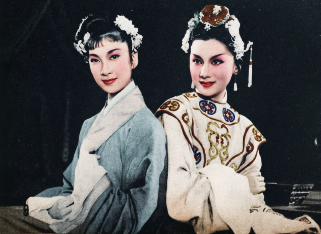 中国戏曲演员黑白照片上色