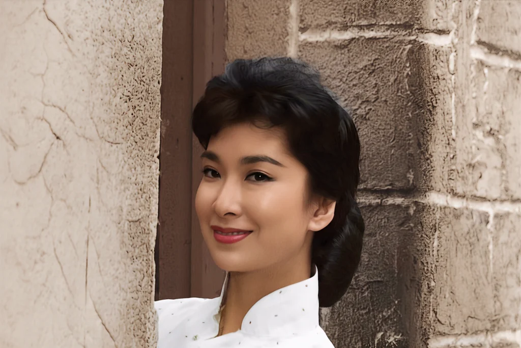 复古墙后女性肖像高清增强